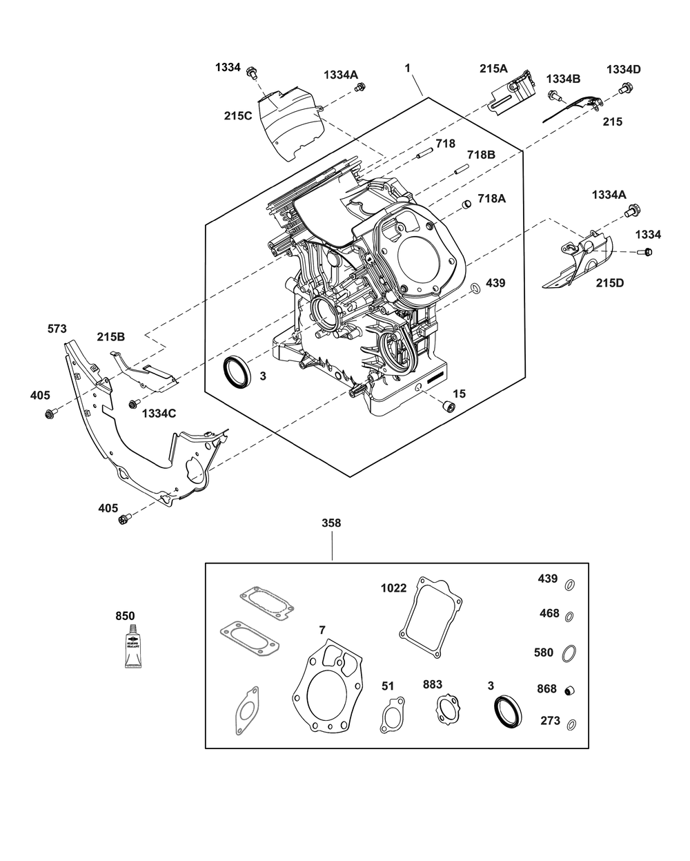 Cylinder Group Diagram and Parts List for 61G277-0012-J1 400000 - 699999 Briggs and Stratton Engine